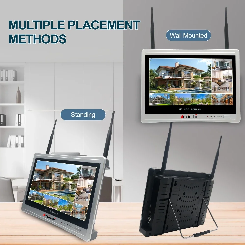 Eseecloud 4k 8CH WIFI 12.5 นิ้วและเครื่องบันทึก Two Way Audio APP Alarm 2.4GHZ Wifi NVR