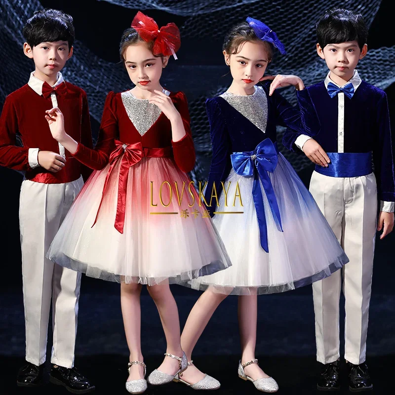 Children choir costumes performance costumes male and female choir dresses  primary school students