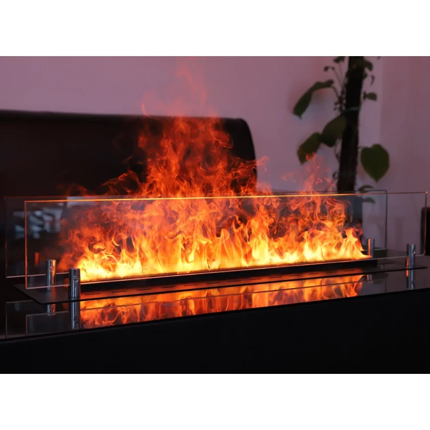 Modern 3D Water Effect Ethanol Fireplace With TUYA Wi-Fi Controls 9 Colors Steel Material Insert Type Indoor Outdoor Hotel Use