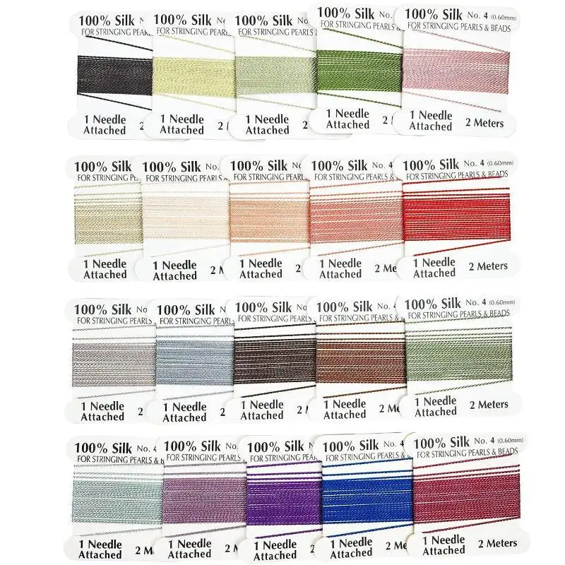 # 4 fils de soie multicolores de 0,6 mm * 2 mètres pour la fabrication de bijoux et accessoires de perlage pour femmes