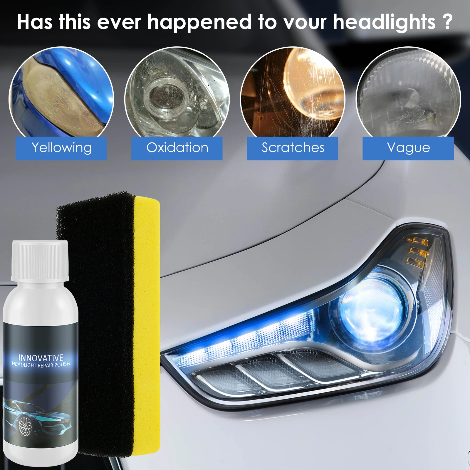 2 Set Car Headlight Repair Liquid Car Light Plating Crystal Reconditioning Agent Tool Car Headlight Coating Reconditioning Agent