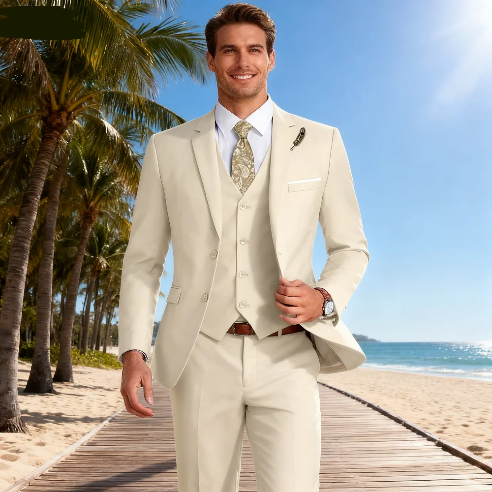 

High-Quality Slim Fit Black Men's Suit Luxury Elegant Business Wedding Fashion Clothing Conjunt