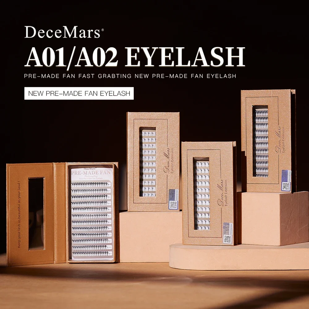 DeceMars A Series Pre‑made Fan Eyelash Extension Flat Spire Feather‑Shape Faux Mink Soft Volume Lashes Lash Technicians Supplies