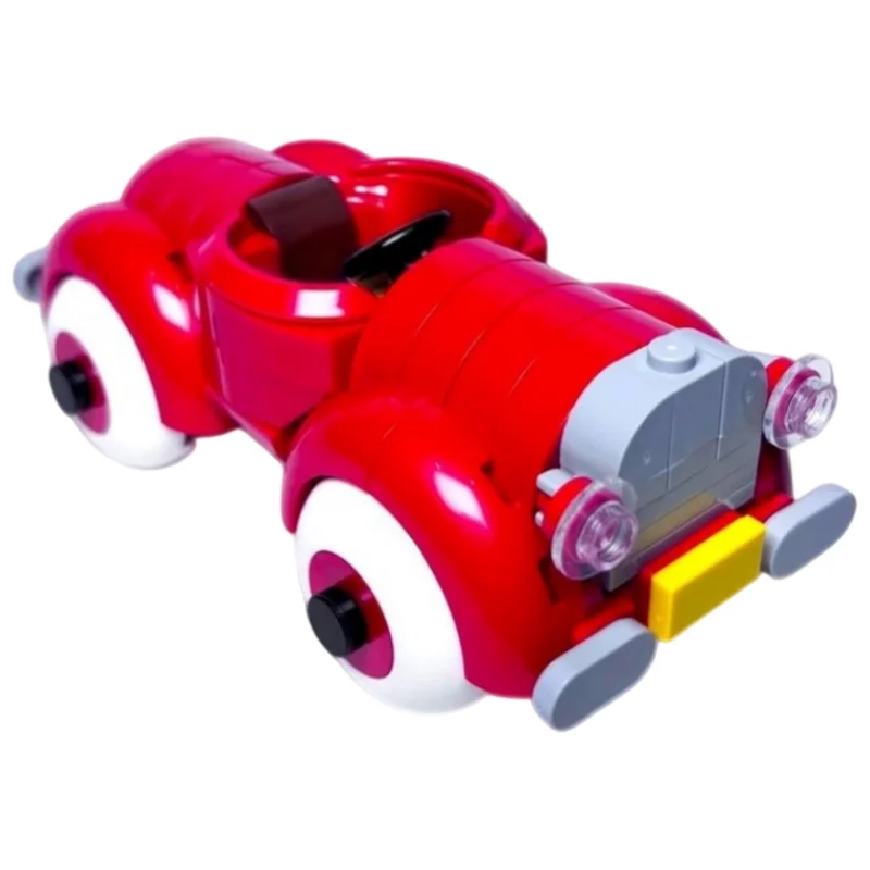 Retro Cartoon Car MOC Building Blocks 147 Parts Vintage Comic Style Compact Roadster DIY Brick Desktop Collectible