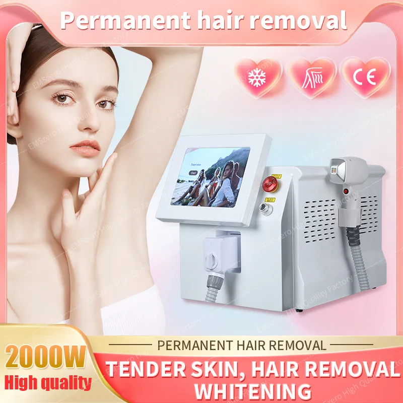 Newly 808nm Diode Laser Hair Removal Appliances Skin Whitening Shrink Pores Skin Care Beauty Salon Machine