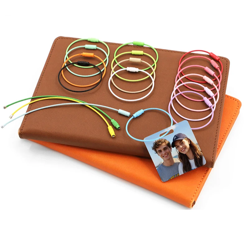 Personalized Custom Multi-Color Steel Wire Rope Keychain With Printed Ring Buckle And Double-Sided Tag, Perfect As A Gift