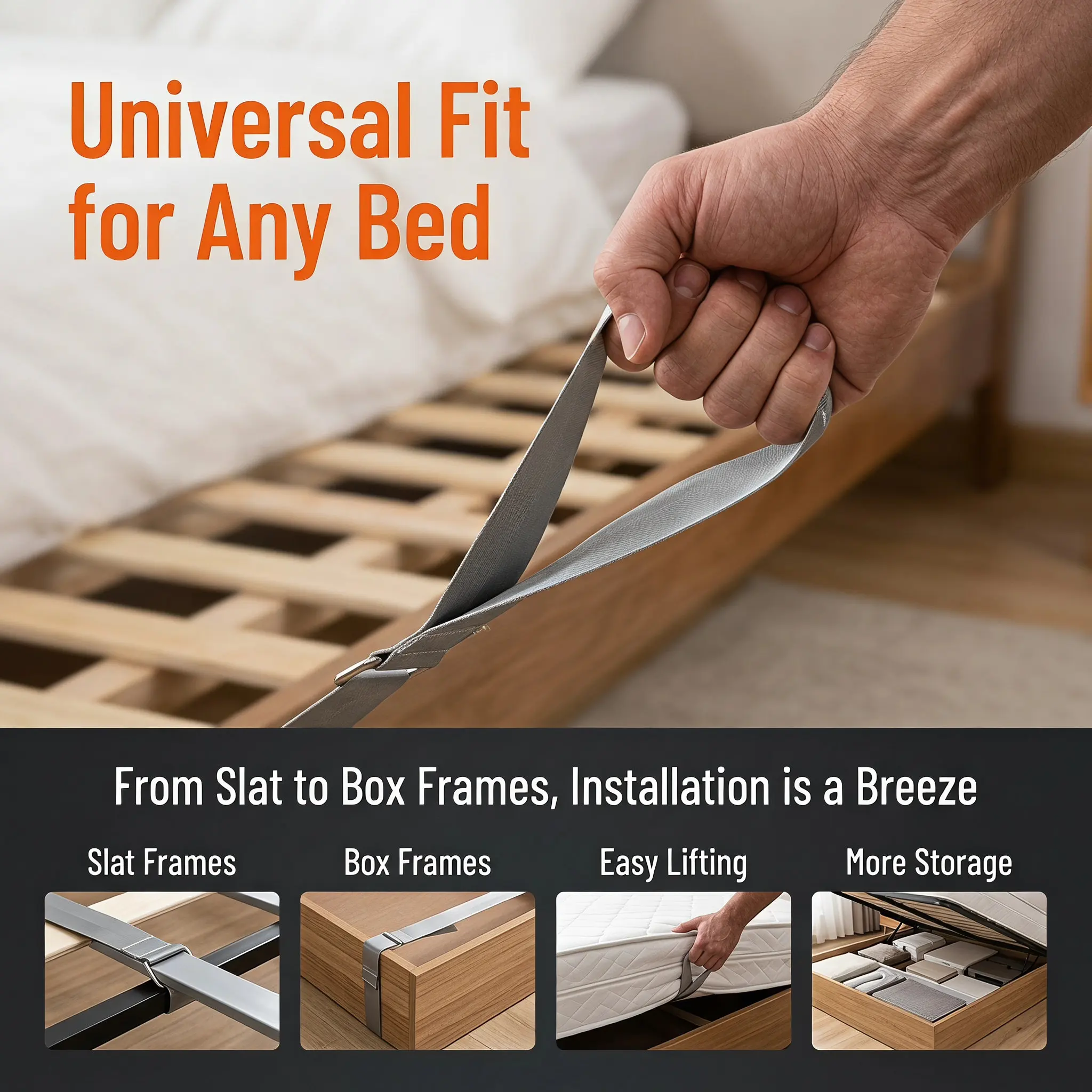 4Pcs Nylon Storage Bed Lift Straps Mattress Lifting Tool Heavy Duty Furniture Moving Straps Bed Handle Replacement