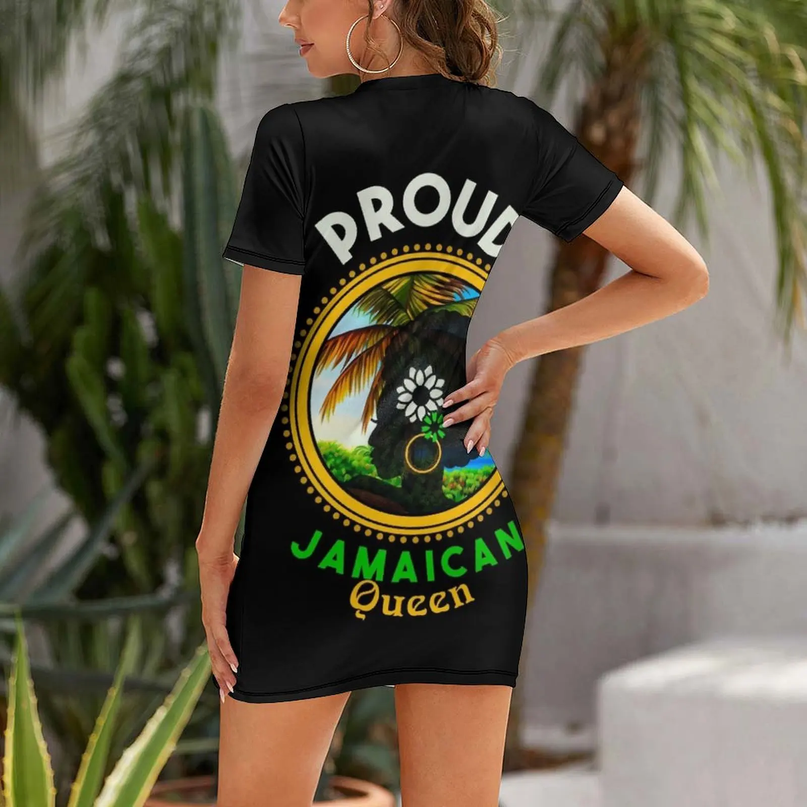 Proud Jamaican Queen Short Sleeved Dress Casual dresses Dress vintage Beachwear Dress