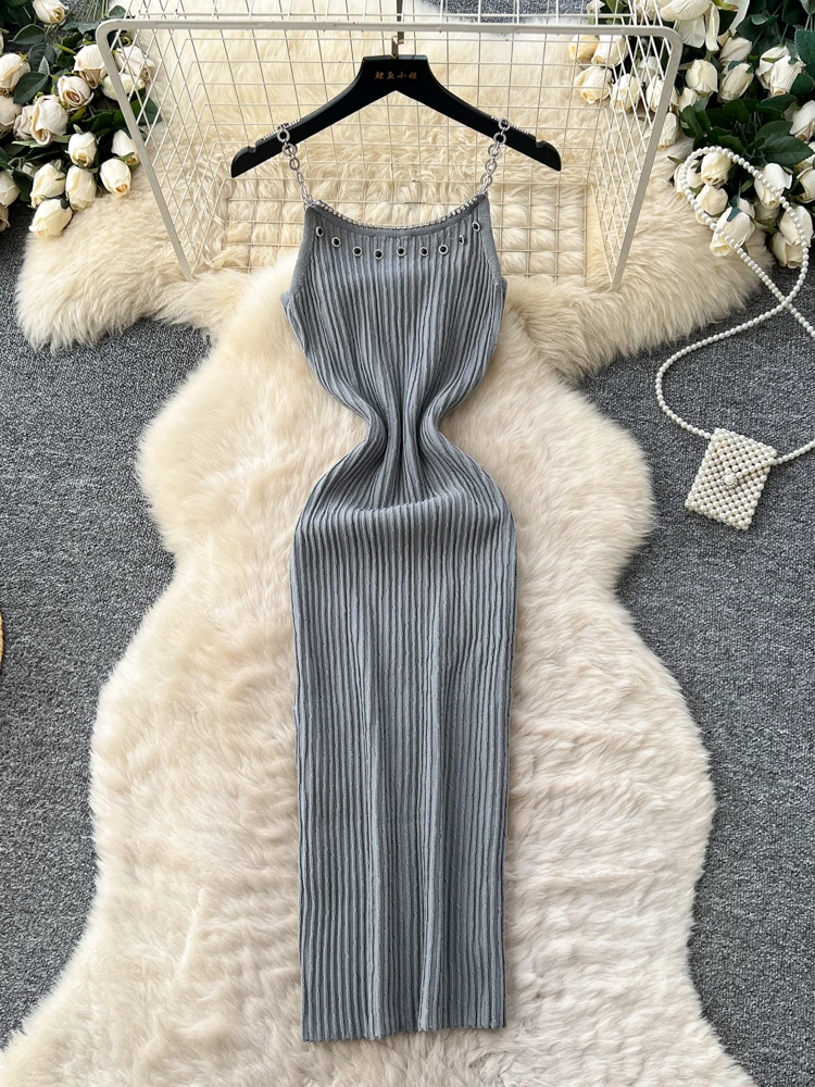 الكورية Sle محبوك سلسلة حزام الدكتور المرأة عالية الخصر سليم صالح الصيف Faionable أنيق ألف خط تنورة Ci تخفيف