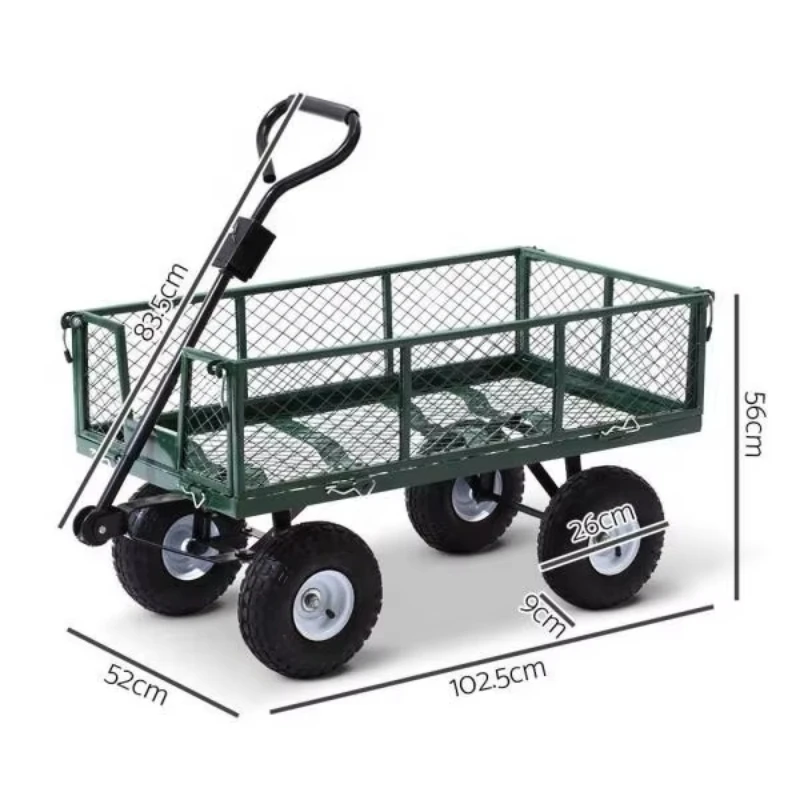 FOR Small Green steel tool cart mesh cart garden wagon