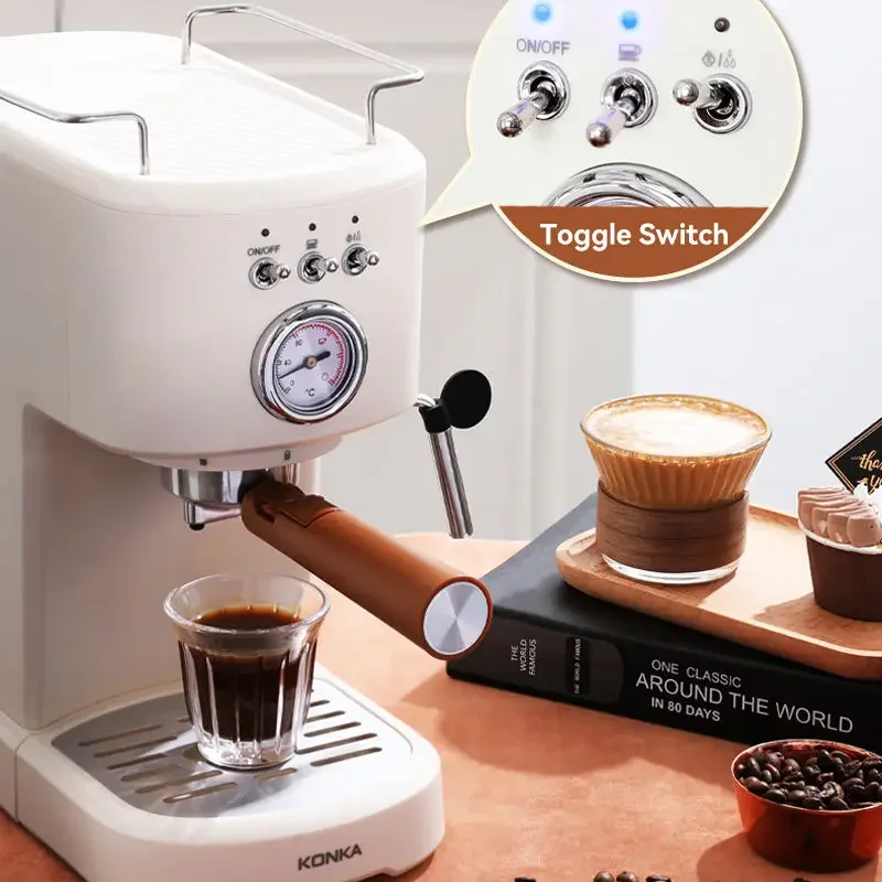 Exquisite Professional Manual Espresso Machine Semi-Automatic 20 Bar 1.2 Liter Steam Milk Froth Coffee Maker for Home, Office