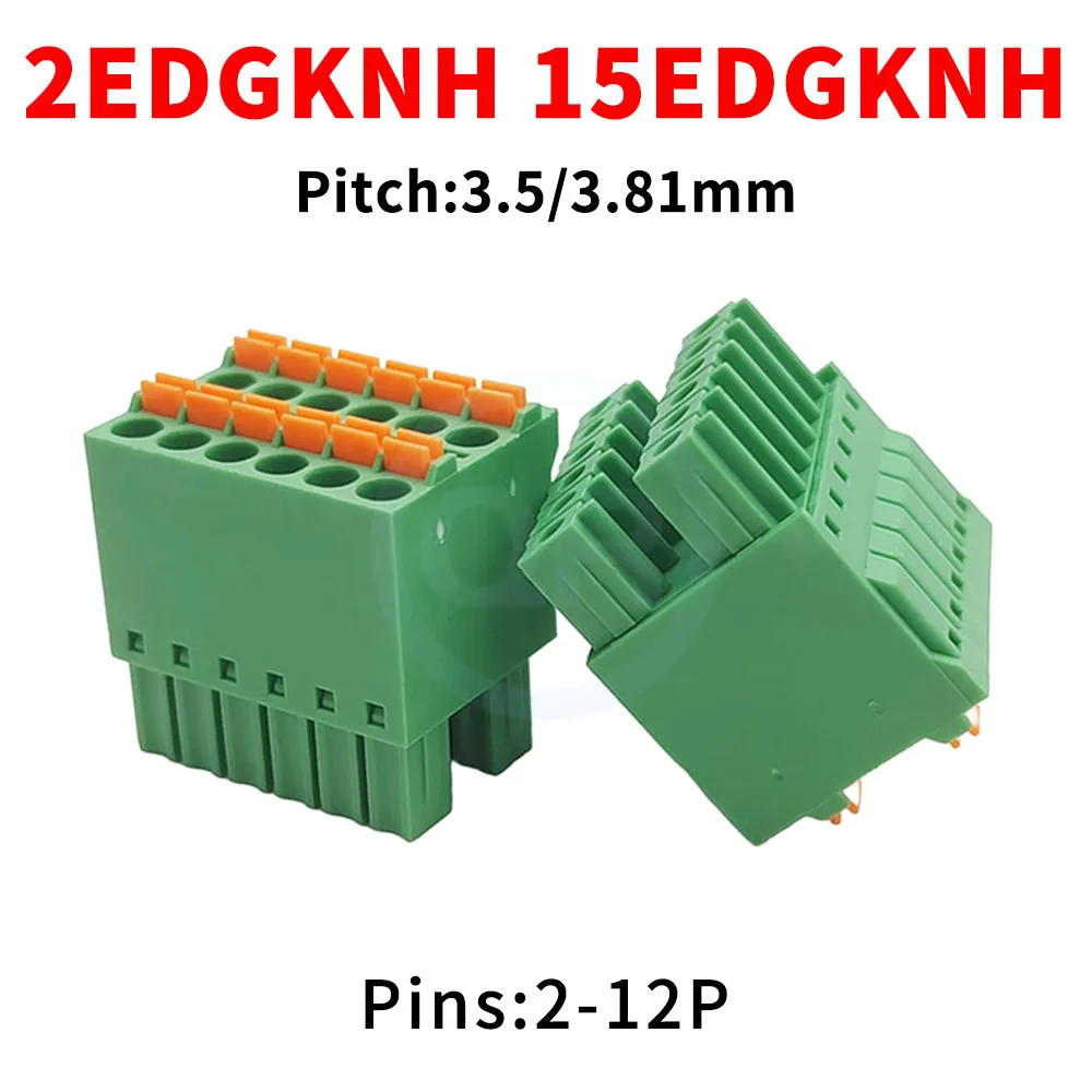 (10 pcs) 2EDGKNH 3.5mm 3.81mm Double Row Plug-in Terminals KF 15EDGKNHC 3.5/3.81 Screwless PCB Terminals 2-12Pin