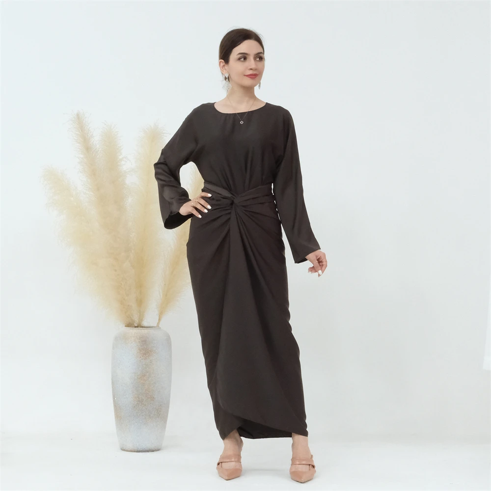 2 Piece Matching Set Ramadan Abaya Women Muslim Top Long Maxi Wrap Skirt Suit Dubai Saudi Kaftan Islamic Dress Ramadan Clothing