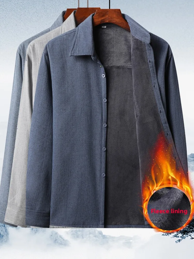 

Thiened Fce Long Sve irt для мужчин среднего возраста и ly Winter Busin Casual Sle Полиэстер Вискозная смесь irt