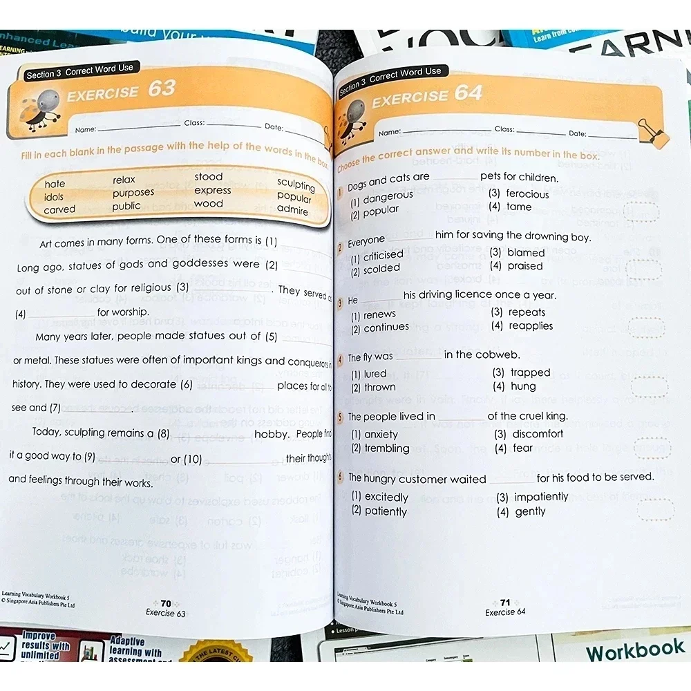 6 książek słownictwa Singapurskiego SAP Learning Vocabulary 1-6 klasy English Books dla 8-12 lat Książka edukacyjna