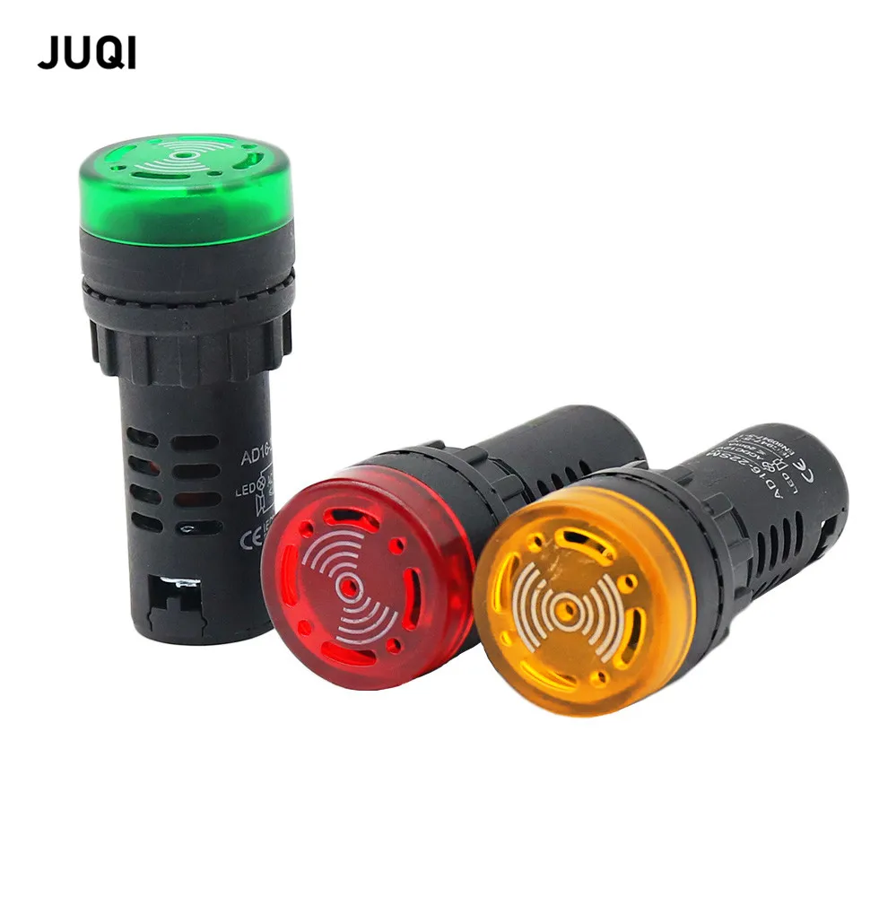 10Pcs red green yellow LED Audible and visual buzzer flash alarm indicator light  DC 12V 24V AC 110V 220V 22mm AD16