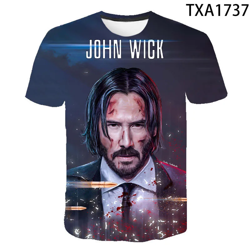 Summer John Wick 3D Print T-shirt Men Women Children Short Sleeves Keanu Reeves Cool Movie T Shirt Cool Streetwear Tops Tee