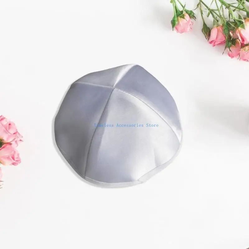 

97QE Satined Jewish Hat Round Kippah Hat Breathable Yarmulke For Men Synagogue Event