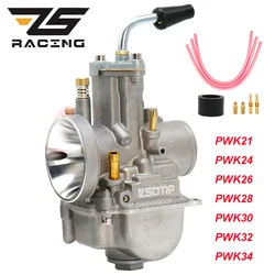 ZS Racing For Keihin Carburetor With Power Jet For 2T 4T 75-250cc Universal Motorcycle PWK 21 24 26 28 30 32 34mm