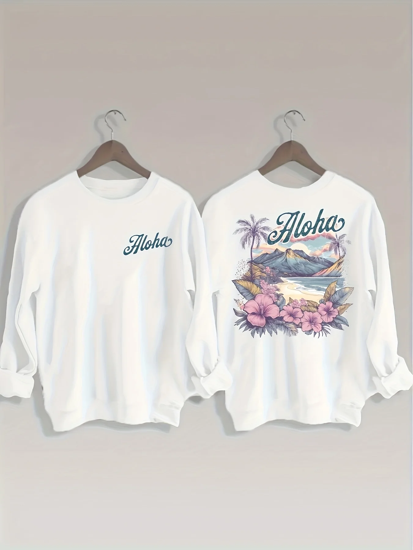 

Beach Flower Graphic Printing Autumn and Winter Cotton Men's and Women's Sweatshirts Outdoor Sports Leisure Fashion Trend