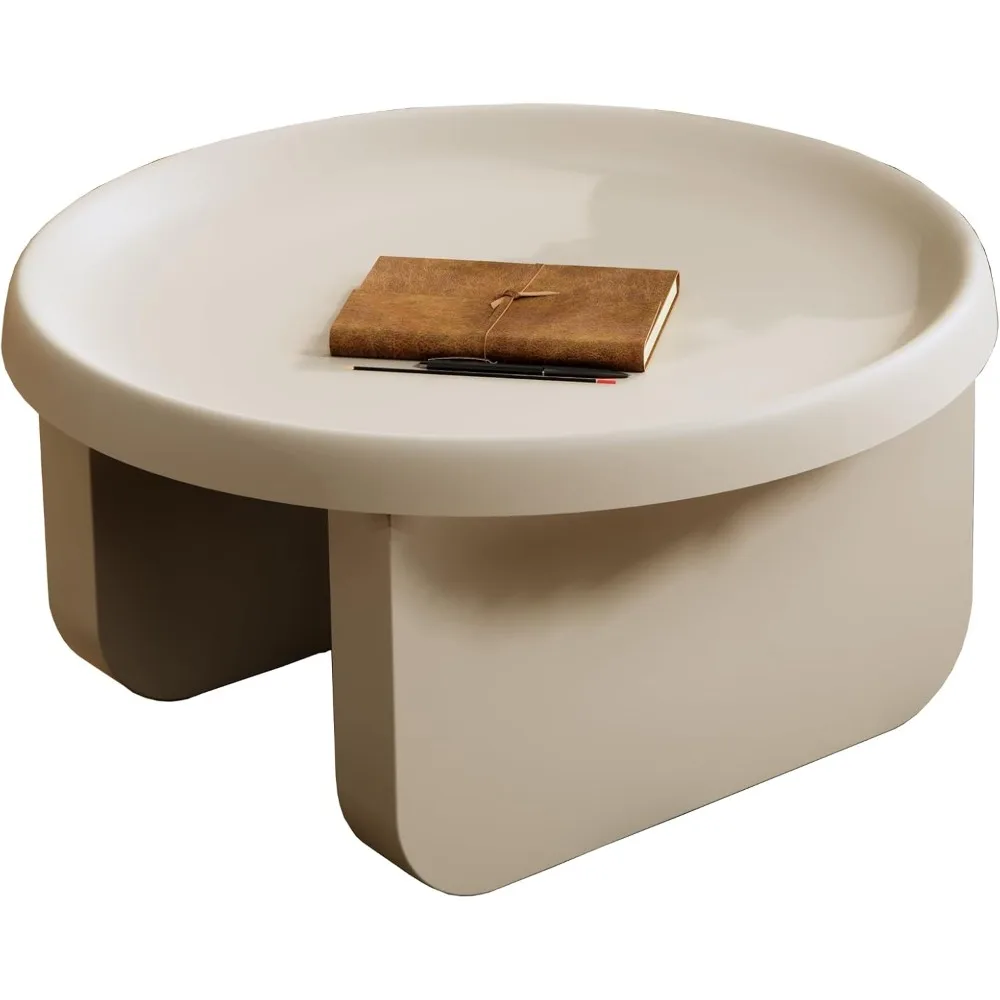 White Round Coffee Table, Modern Coffee Tables,Metal Round Center Table,Unique Circle Coffee Table for Living Room