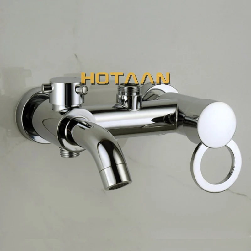 . 1 Set Bathroom Rainfall Shower Faucet Set Mixer Tap With Hand Sprayer Wall Mounted Chrome Copper YT-5335