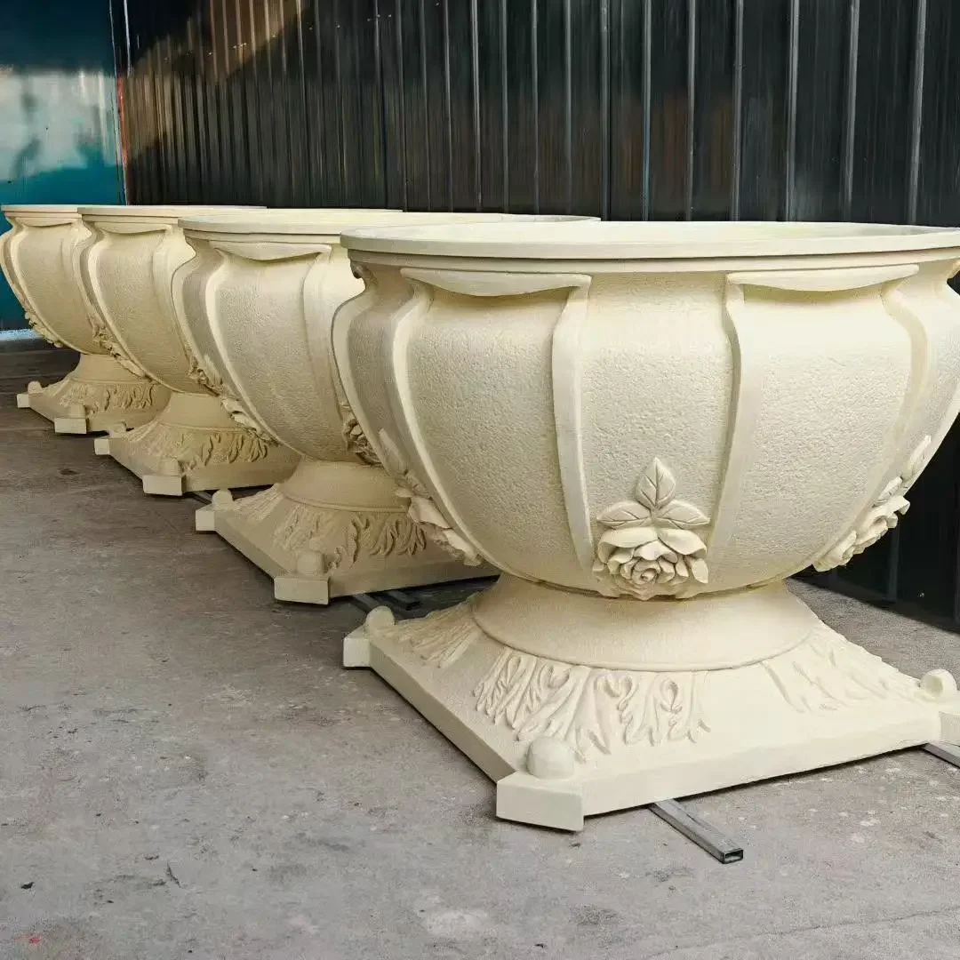 HYS sandstone flower pot large mouth garden landscape fiberglass sculpture flower pot