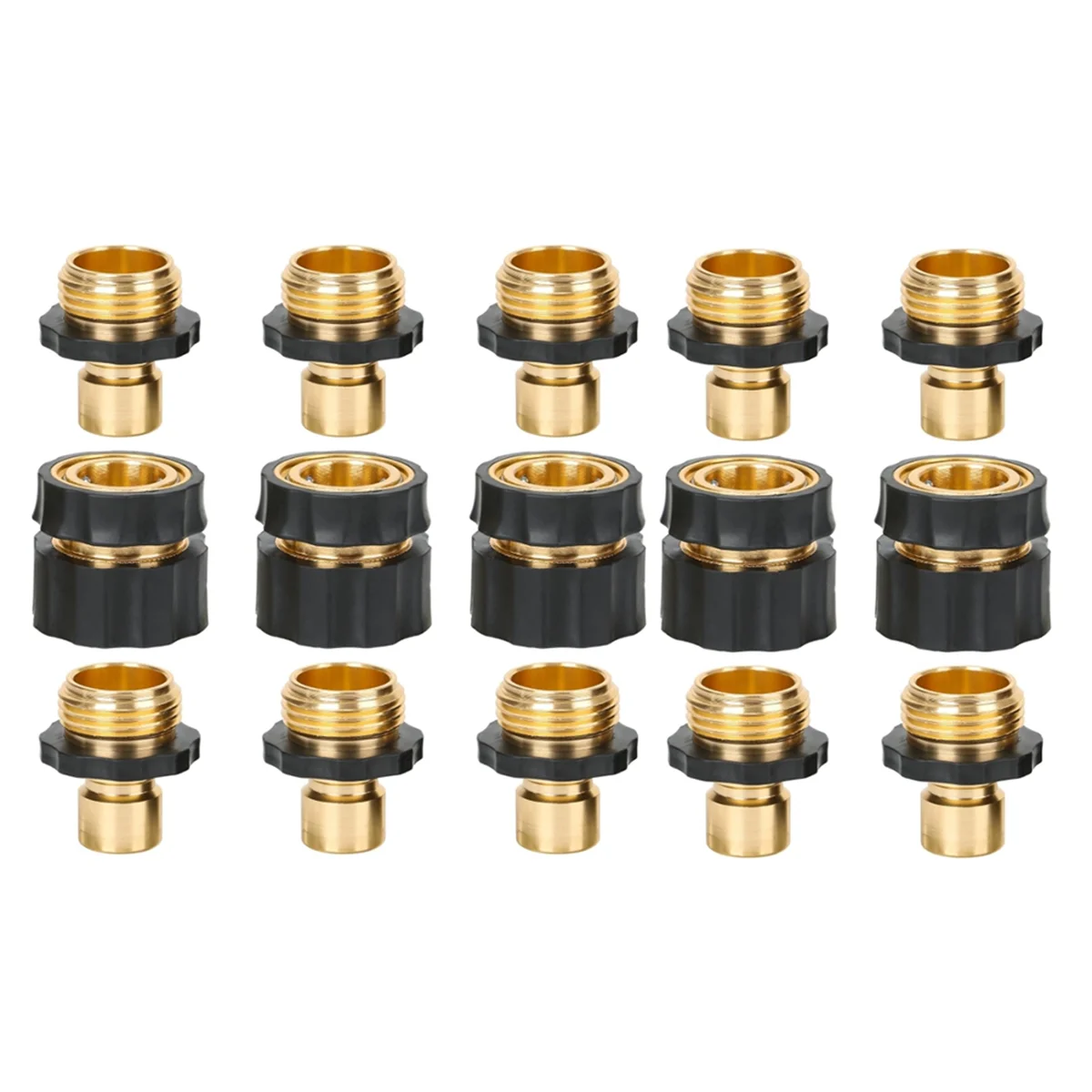 Garden Hose Quick Connect Fittings with Water Stop, Metal Hose Quick-Connect Fittings, 3/4 Inch GHT Quick Connector Set