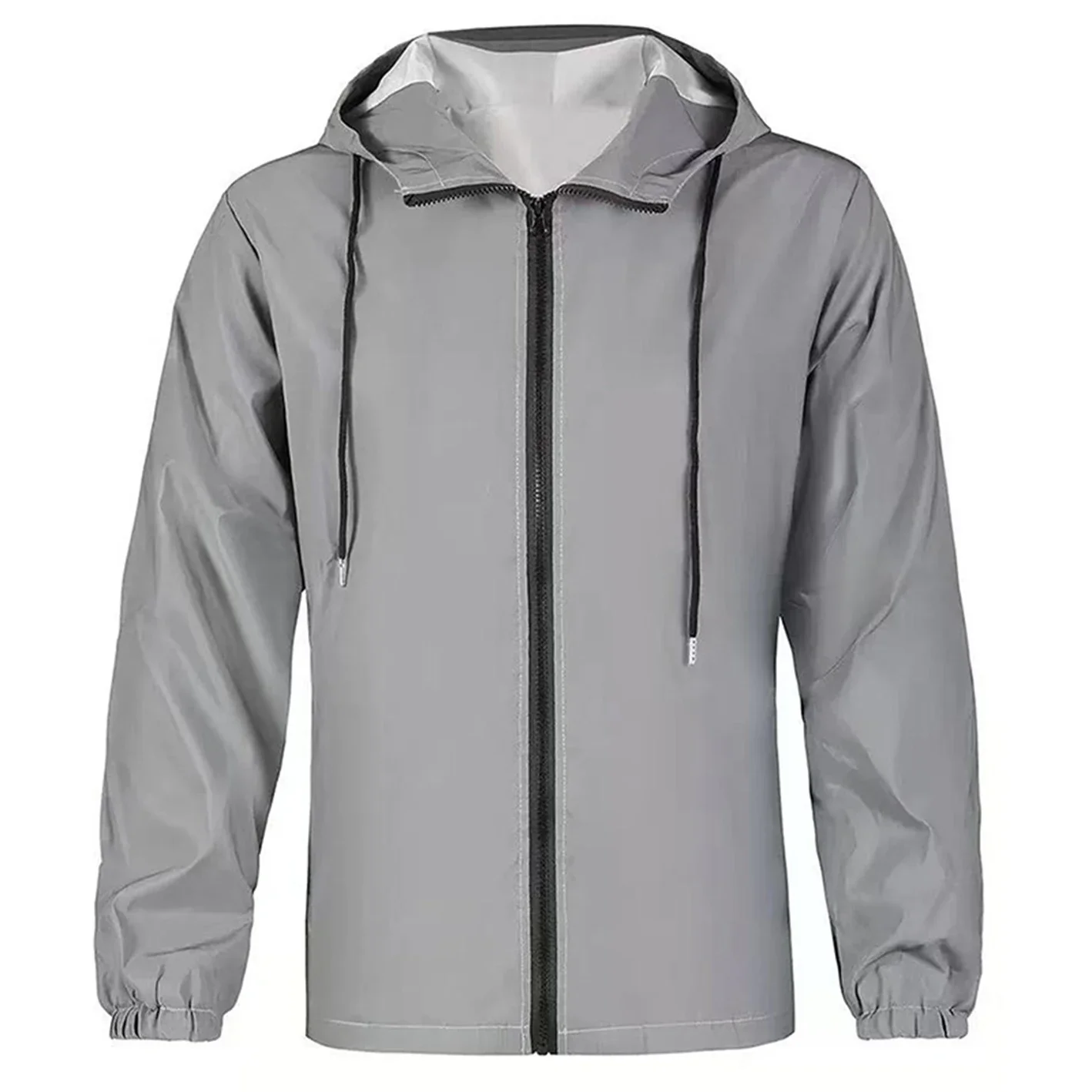 Reflektierende Herrenjacke mit durchgehendem Reißverschluss, Freizeitmantel, Frühling, Herbst, mit Polyester gefütterte Oberbekleidung, leicht, winddicht, Sicherheitsarbeitskleidung für den Außenbereich – Detail 3