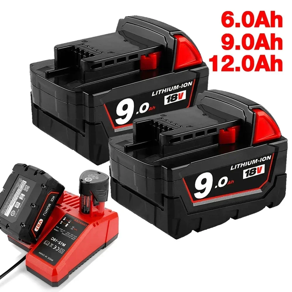 For 9Ah 6Ah Li-ion Battery Milwaukee M18 M18B6 18V XC 48-11-1860 /Charger rechargeable battery