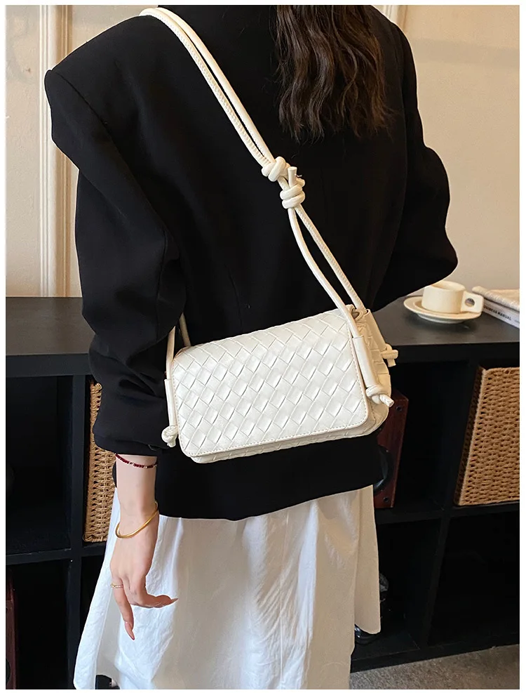 Bolso Bandolera Y2K para Mujer, Modelo LinJ2026, Tejido, de un Solo Hombro, Pequeño y Cuadrado, Bolso de Mano Moderno, Exclus...