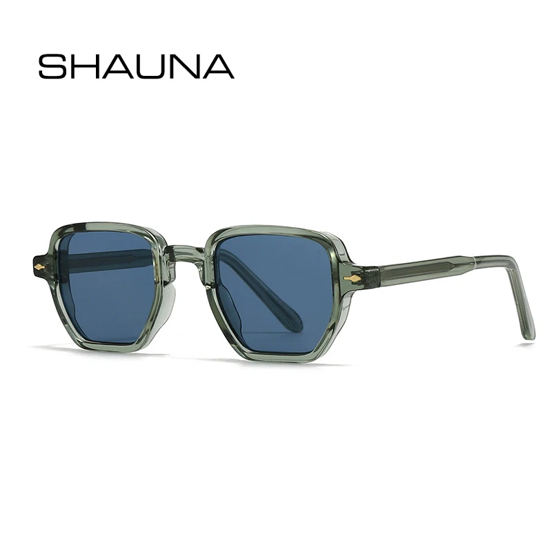 

SHAUNA Ins Popular Fashion Small Square Women Sunglasses Retro Rivets Men Green Shades UV400 Gradient Sun Glasses
