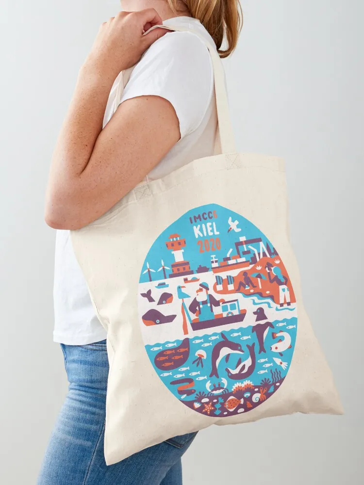 

IMCC6 oval logo Tote Bag eco bag folding Canvas bag Portable shopping Women's