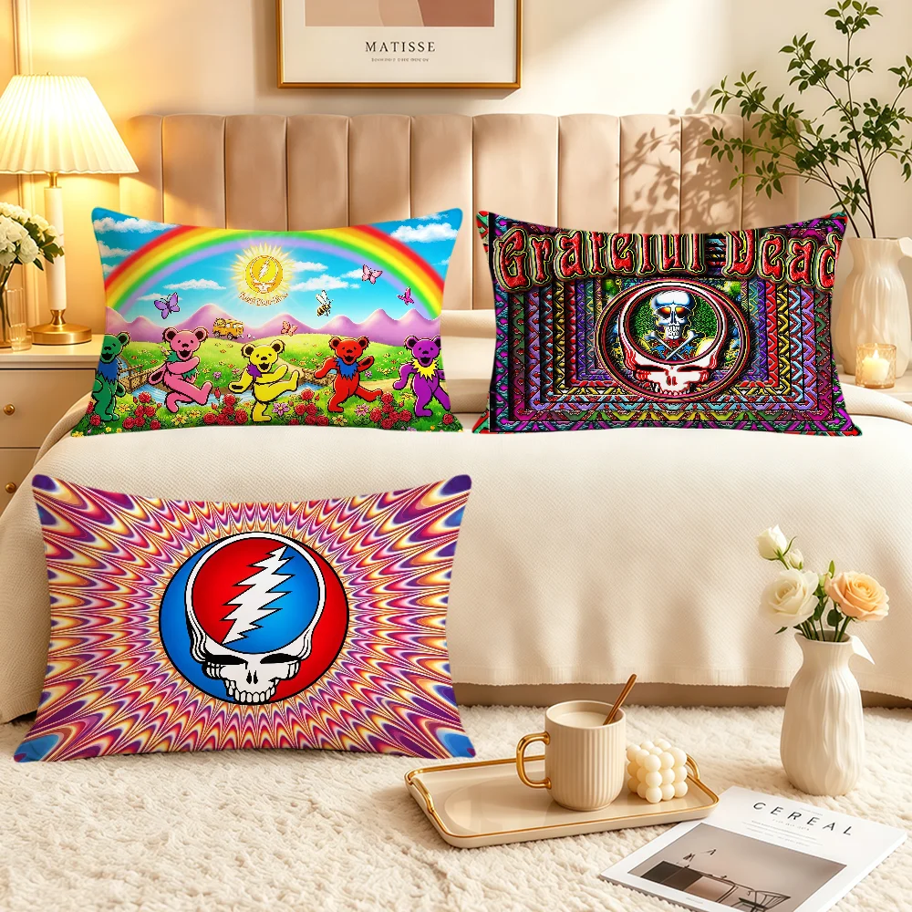 Band G-Grateful D-Dead-D Cushion Cover Soft Rectangle Pillowcover Home Sofa Living Room Decor Dorm Bedside Hogar Pillowcase Gift