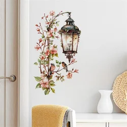 Pegatina de pared de luz colgante de flor rosa, decoración de arte de pared extraíble, estéreo impermeable, decoración del hogar de flores para dormitorio