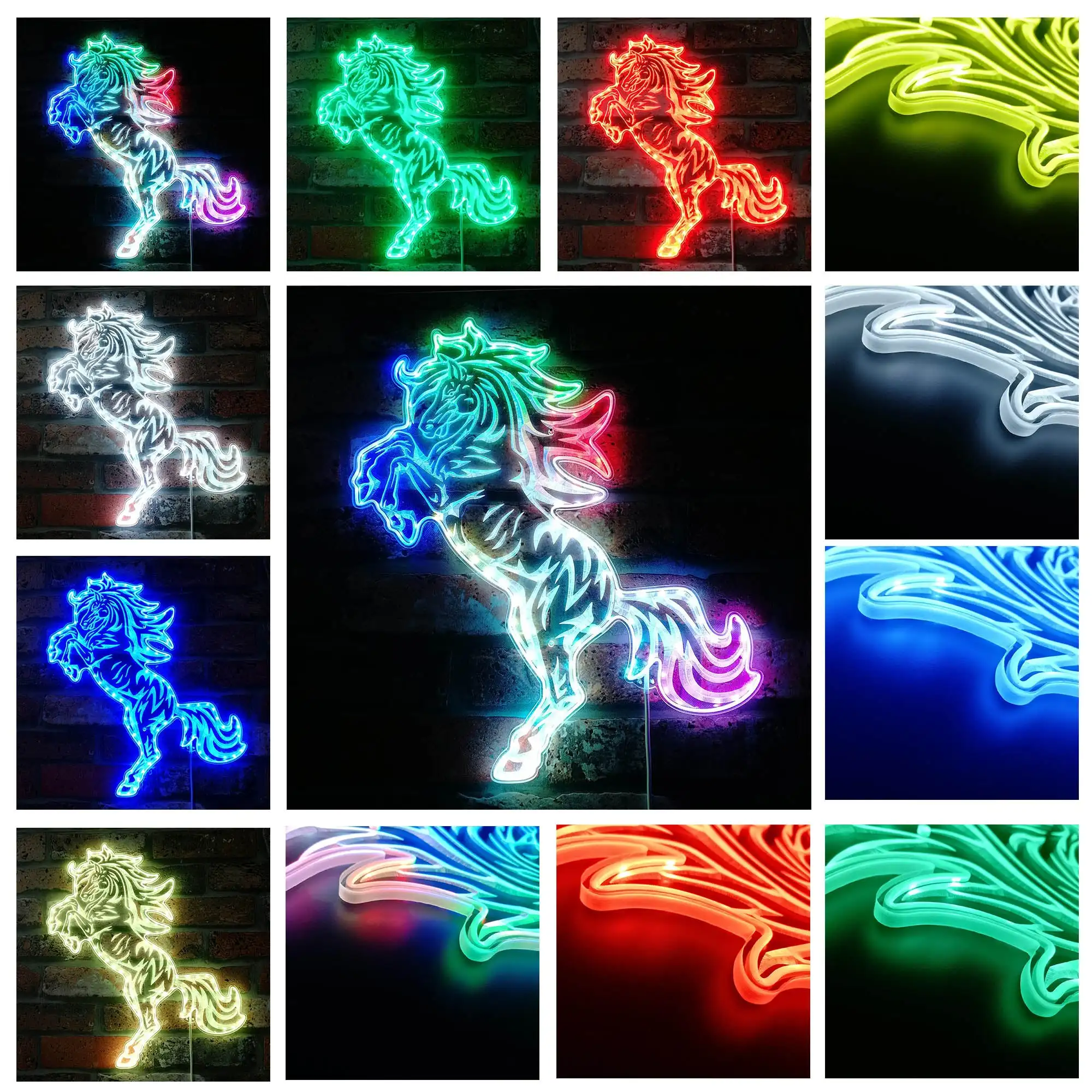 Bronco Wild Horse Animal Glam Led Neon Sign st06-fnd-i0075-c