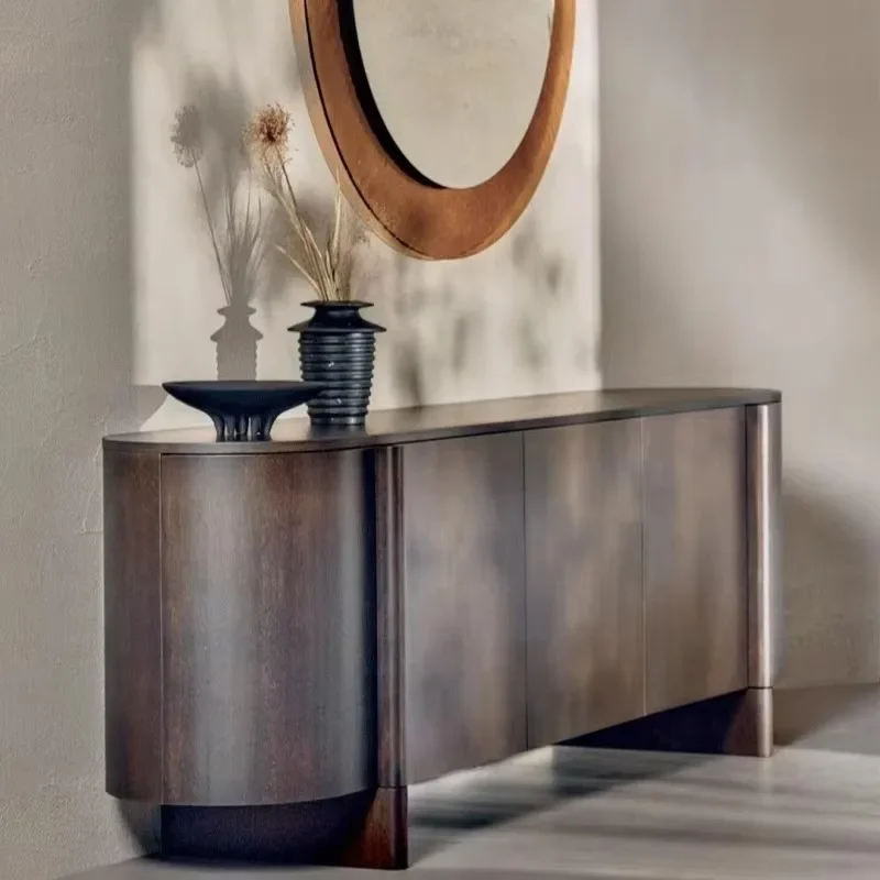 

Modern Oak Side Cabinet Nordic Tea Cabinet Entrance Barrel Storage Painting Creative Storage Solutions