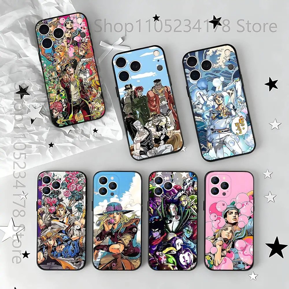 

Anime JoJoS Adventure Phone Case For iPhone 17,16,15,14,13,12,11,Pro,Max,Plus,E,Air,Mini Protective Black Cover