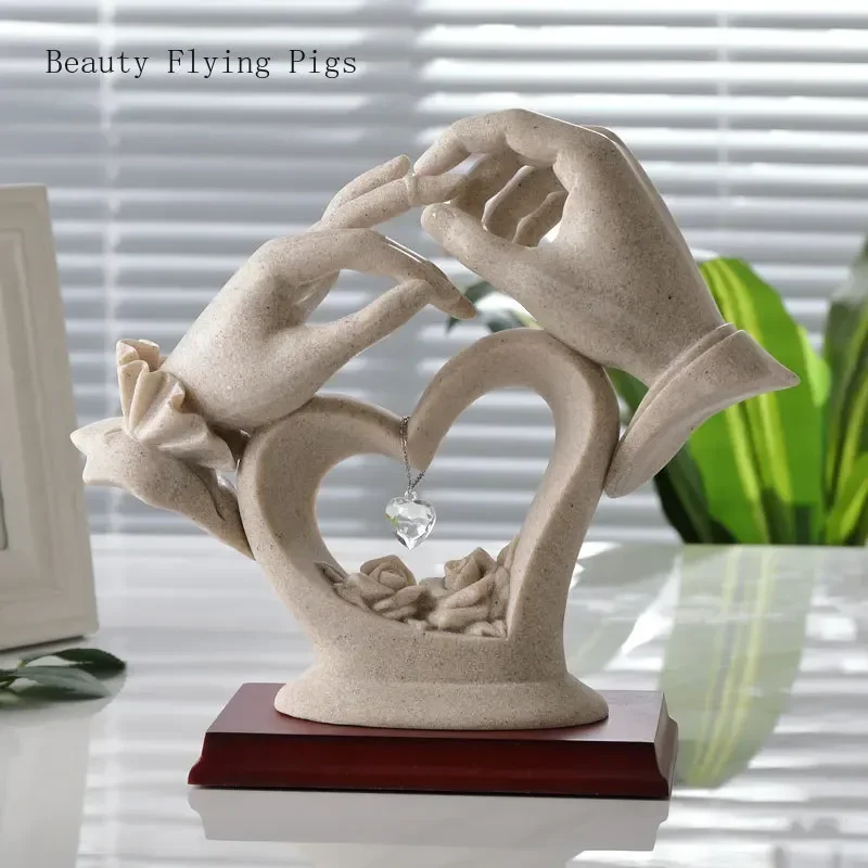 Liefde Hand Standbeeld Home Decoratie Standbeeld Vintage Sieraden Hars Ambachten Liefde Hand Standbeeld Home Office Decoratie Featured Geschenken