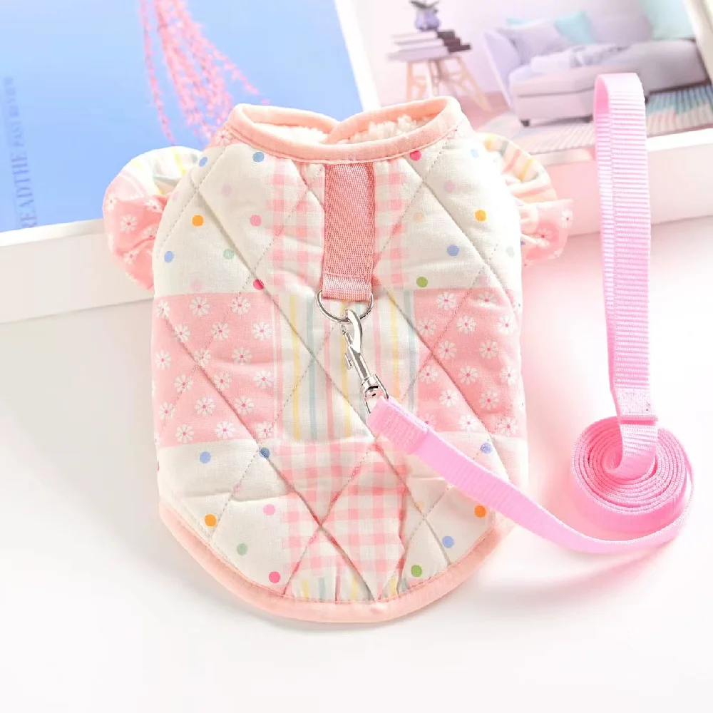 

Dog Winter Clothes Pet Clothing Small Dog Cat Warm Coat Autumn Waterproof Comfortable Flounced Sleeve Cotton Vest Puppy Outfit