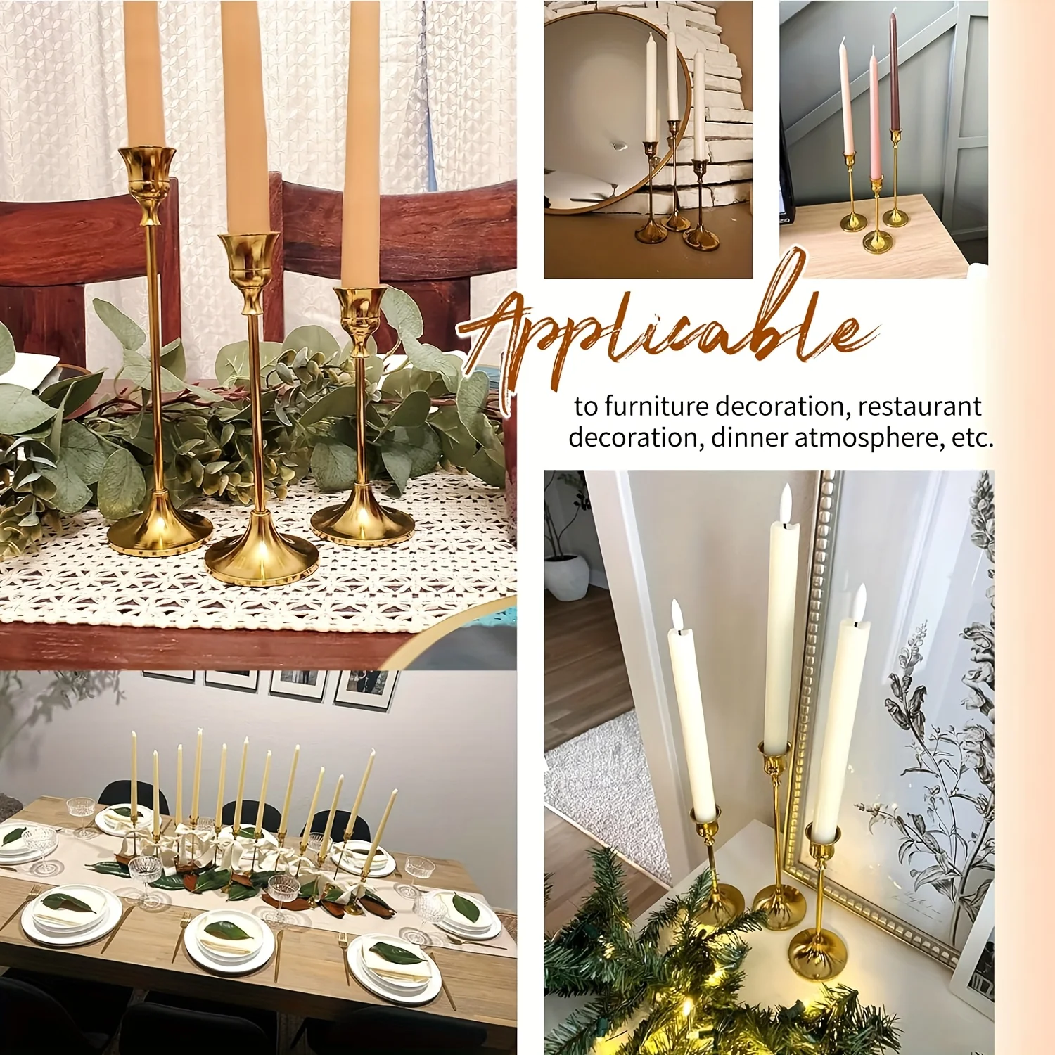 30/60pcs Golden Metal Candle Holders for Wedding & Party Decor – Heart-Shaped Stand with Pillar Candle Support, Elegant Home & E view 2