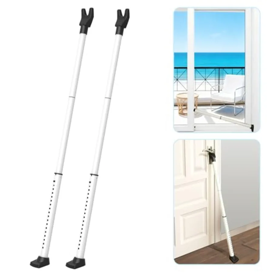 

Upgraded Door Security Bar and Sliding Door Lock Bar, Door Stoppers, Adjustable Heavy Duty Door Jammer for Apartment, Home s, W