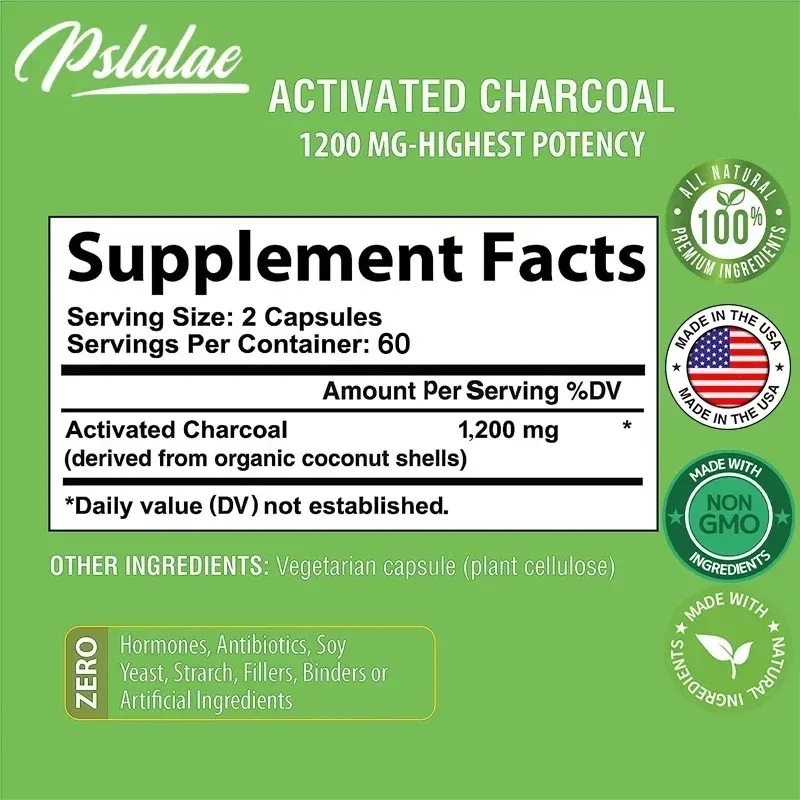 

Activated Charcoal Supplement - for Relieving Bloating, Detoxification, Digestion, and Oral Health
