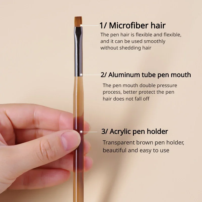 Transparent Brown Nail Brush Set Sweep Pen Construction Pen Semi-transparent Rod Light Therapy Drawing Line Pen Set Accessories