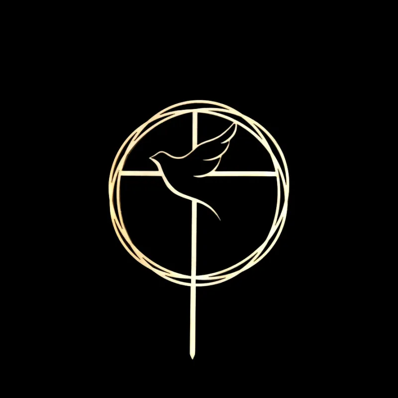 Gold Peace Dove Cross Cake Topper Heilige Kommunion Baptisten Party Dekorativer Kucheneinsatz für die Erstkommunion Partyzubehör – Detail 10