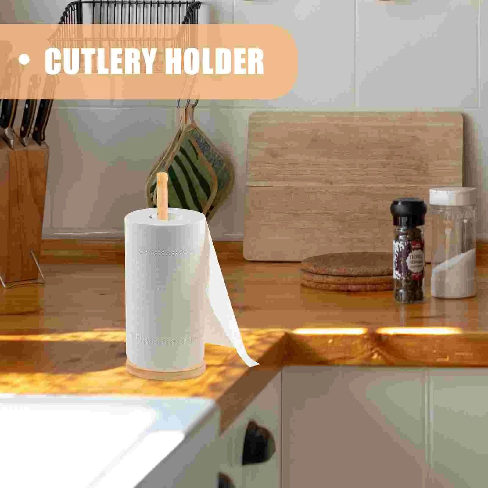 Paper Towel Holder Kitchen Household Bamboo Lazy Rag Solid Wood Bracket Creative Punch- Vertical Storage Shelf Toilet