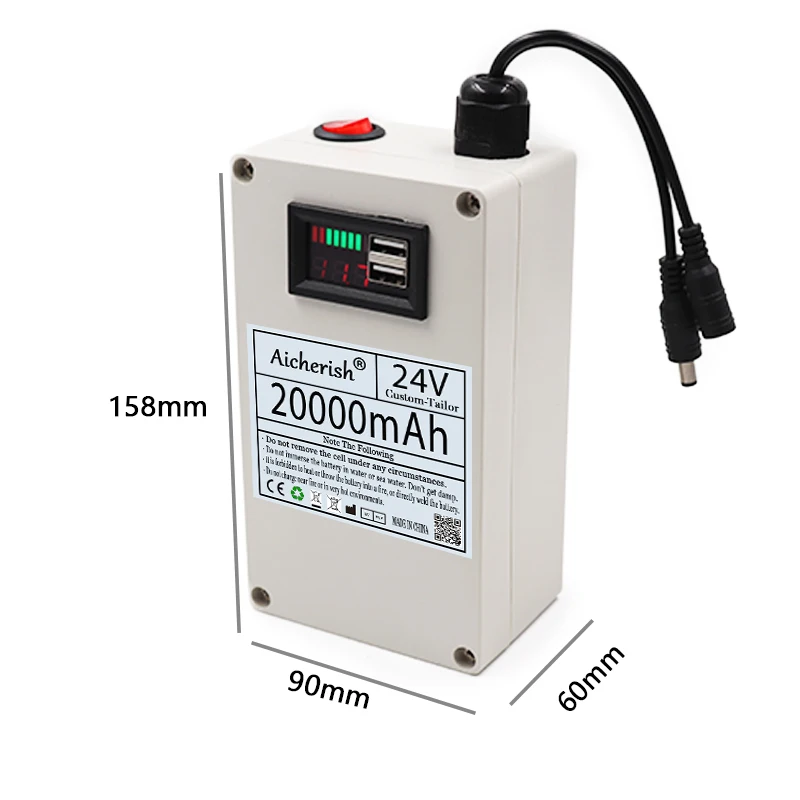 New 24V Rechargeable Lithium Iron Phosphate Battery 24V 20Ah LiFePO4 Battery,Life Cycle 4000 Deep Cycles,Built-in BMS