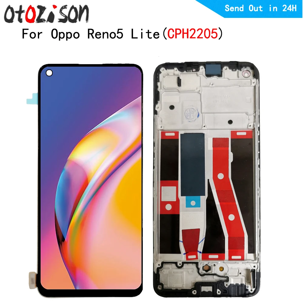 

6.43" AMOLED Screen For Oppo Reno5 Lite CPH2205 LCD Display Screen Touch Panel Digitizer With Frame Assembly For Reno 5 Lite