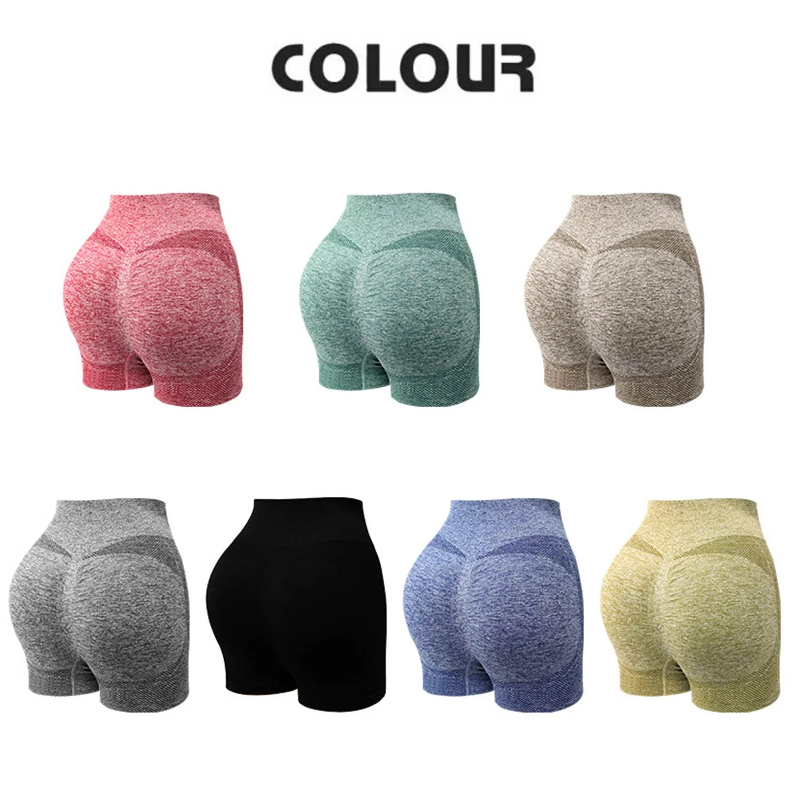 Sport Yoga Shorts Womens Sexy Booty Push Up Slim-Fit Athletic Shorts Seamless Running Cycling Fitness High Waist Female Leggings