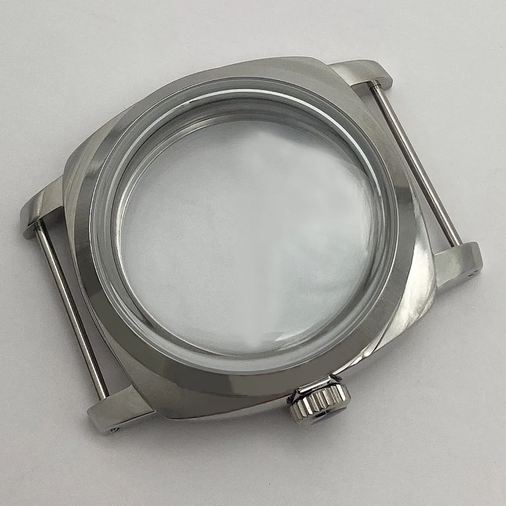 

47mm Polished 316L Stainless Steel Watch Case Mechanical Men's Assembled Case Mineral Glass for ETA 6497/6498 Movement